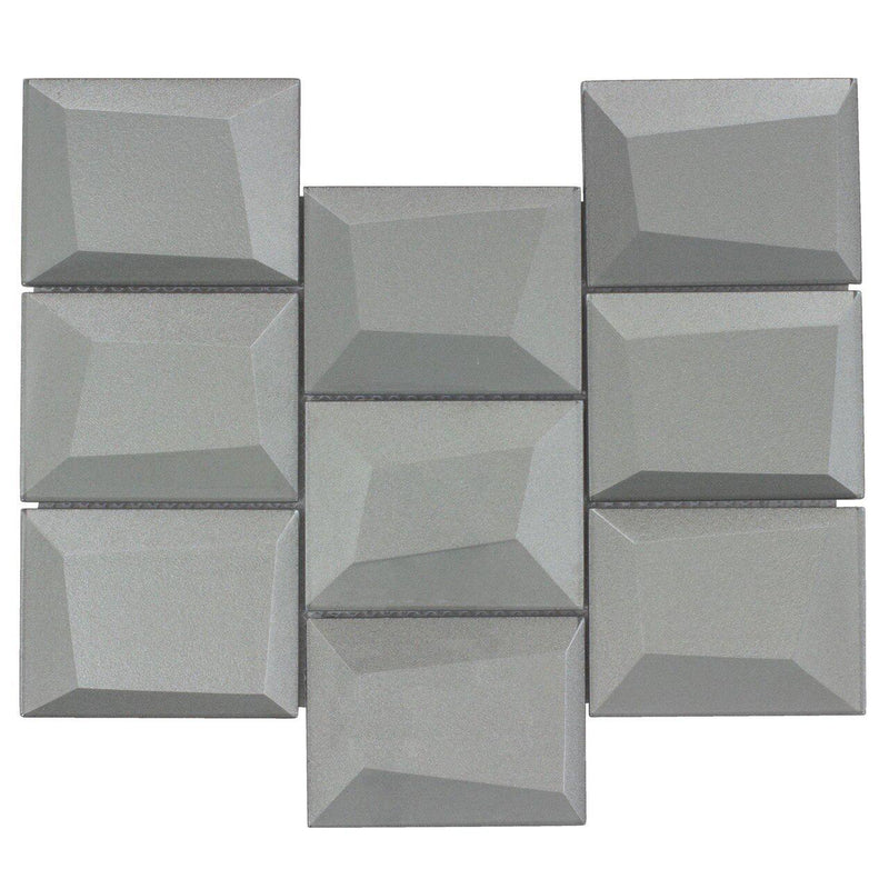 Glass Wall Tile Dimensional Grey