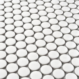 Penny Round Ceramic Tile Matte White