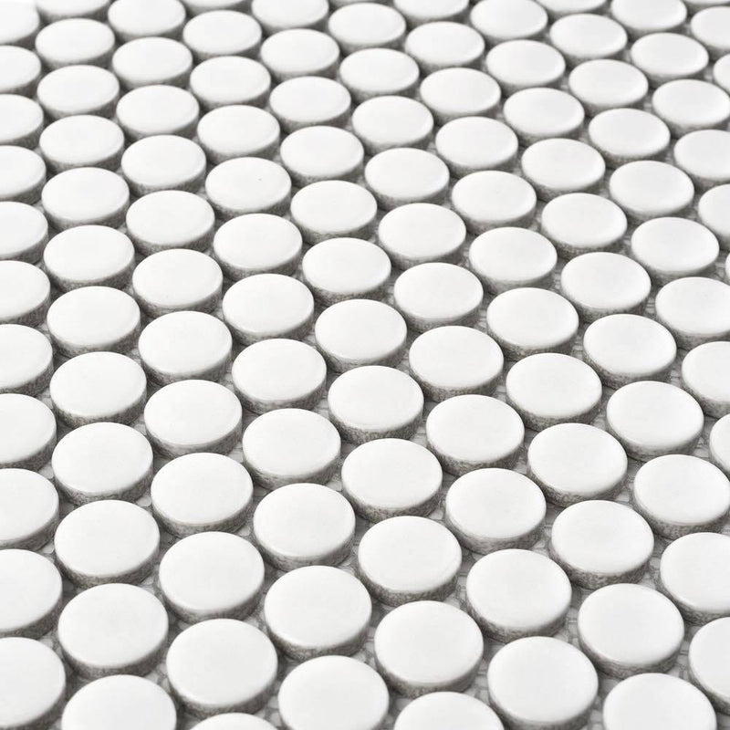 Penny Round Ceramic Tile Matte White
