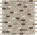 Mini Brick Glass Stainless Steel Tile Taupe