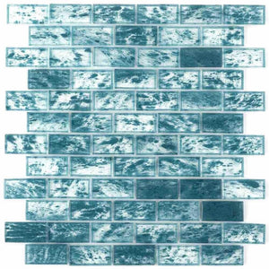 Storm Clear Glass Tile Turquoise 1 x 2