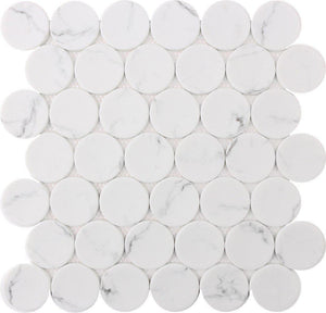 Statuary White Mosaic Tile Disks