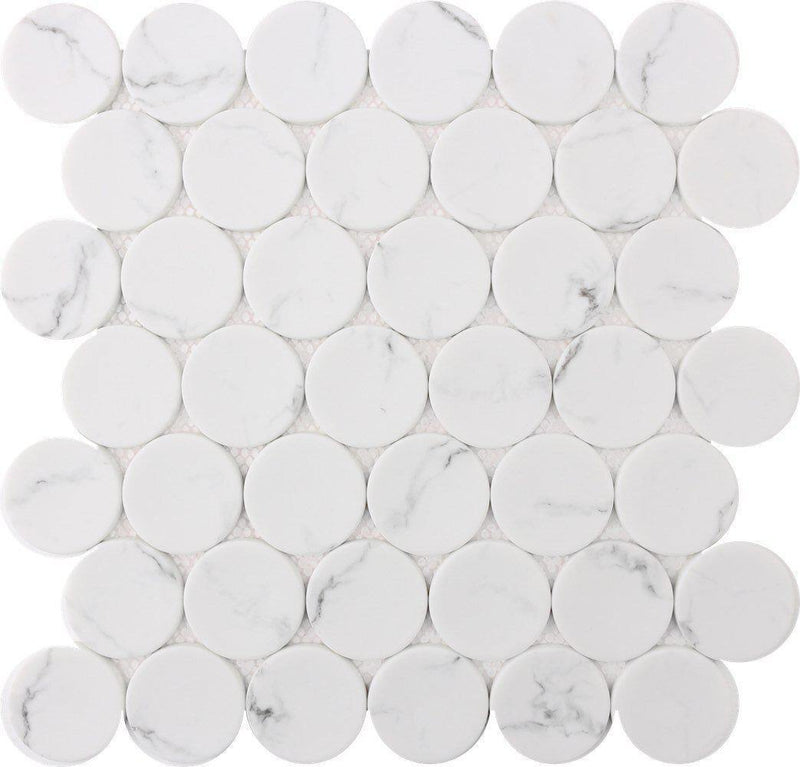 Statuary White Mosaic Tile Disks