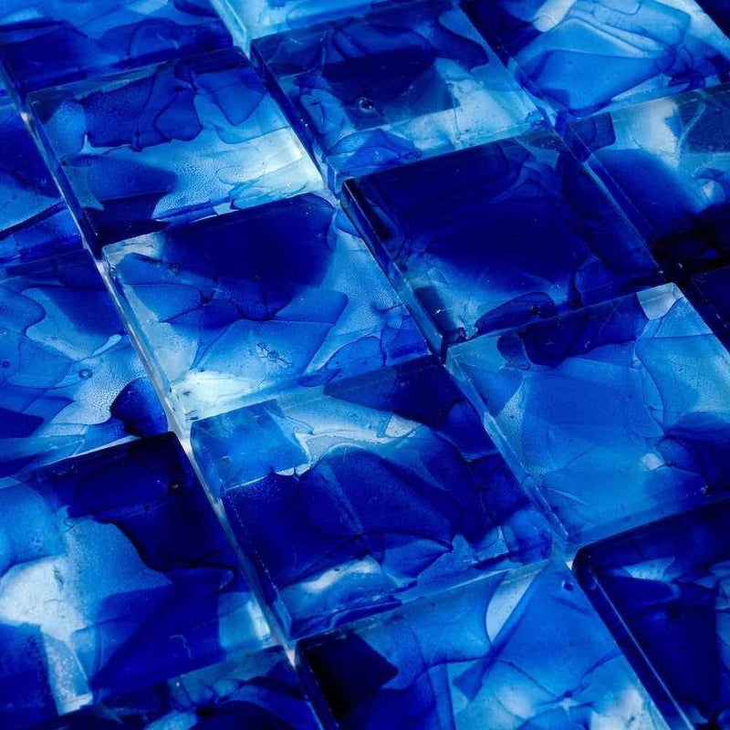 Liquid Glass Mosaic Tile Navy 2 x 2