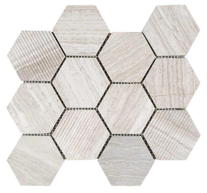 Hexagon Haisa Marble Mosaic Tile Light