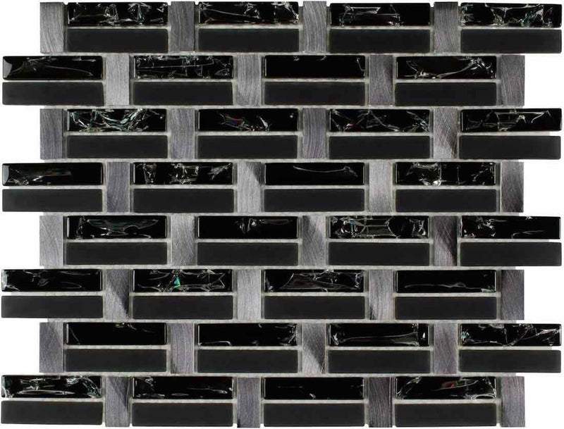 Crackled Glass Mosaic Tile Midnight Blend