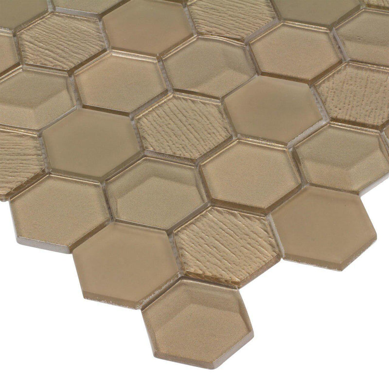 Glass Mosaic Tile Hexagon Bronze