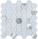 Glass Metal Mosaic Tile Aluminum Hexagon White