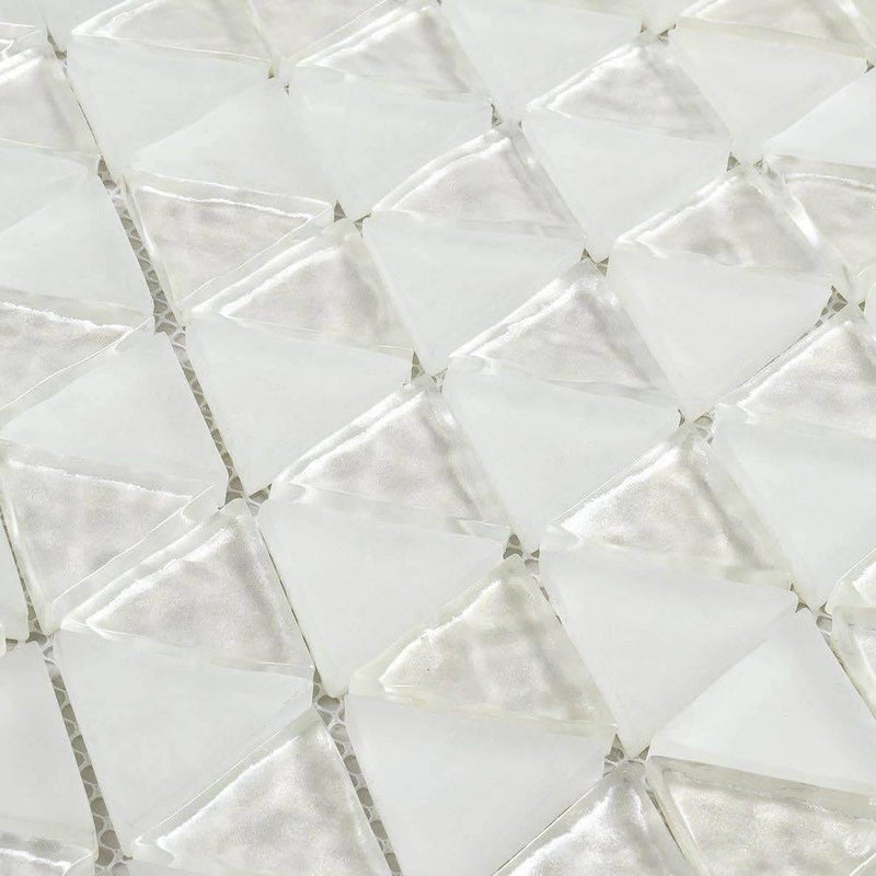 Glass Mosaic Tile Triangle White Pearl