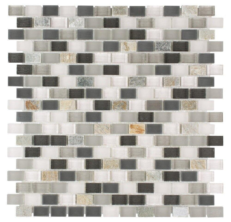 Contemporary Glass Mosaic Tile Mini Brick Gold Stone