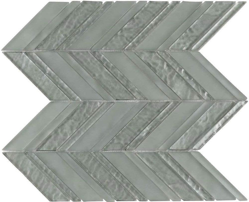 Glass Mosaic Tile Chevron Light Olive