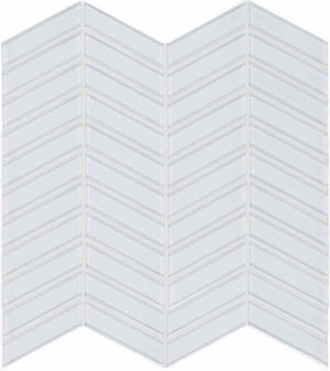 Glass Mosaic Tile Chevron Extra White