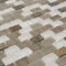 Contemporary Glass Mosaic Tile Mini Brick Taupe Blend