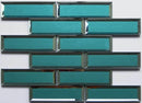 Glass Subway Tile Inverted Bevel Mirror Teal 2x6