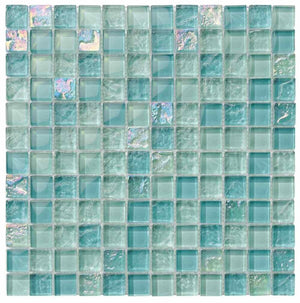 Glass Pool Mosaic Tile Sea Foam Blend 1 x 1