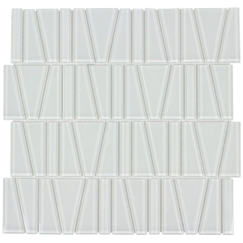 Glass Mosaic Tile Geometric White