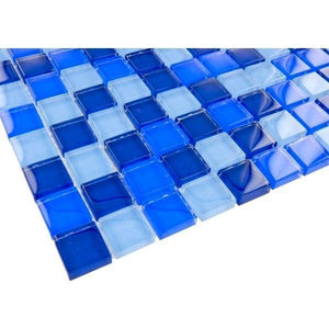 Glass Mosaic Tile Navy Blue Blend 1 x 1