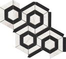Hexagon Black and Marble White Mosaic Tile