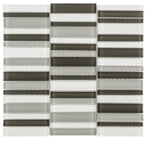 Glass Mosaic Tile Stacked Cool Neutral Blend