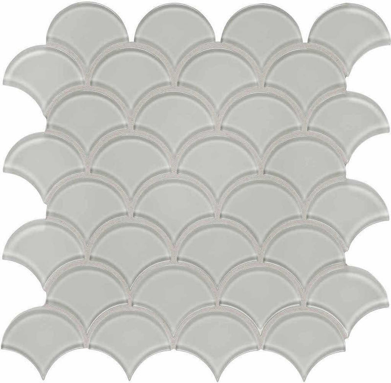 Glass Mosaic Tile Scallop White Moderne