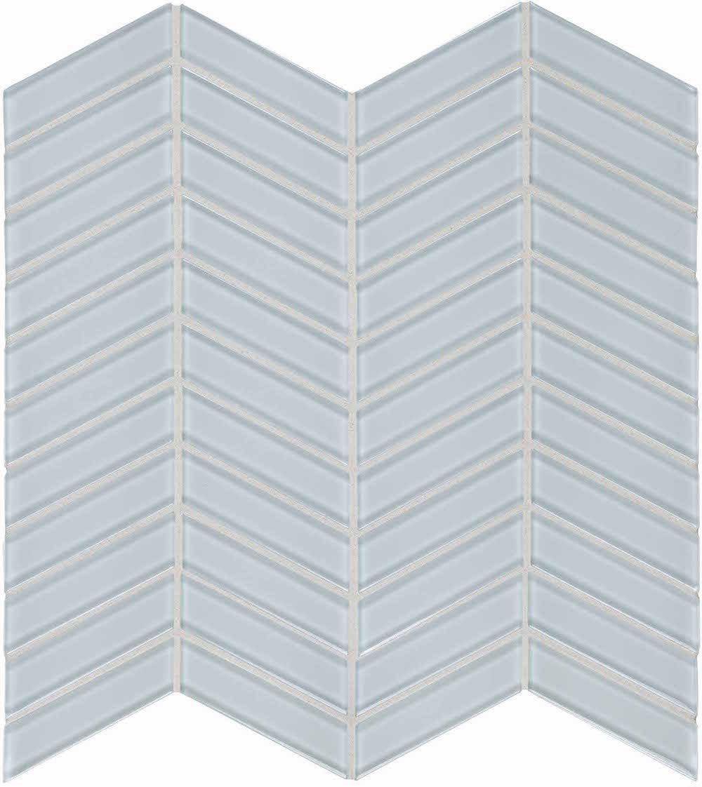 Glass Mosaic Tile Chevron Soft Blue