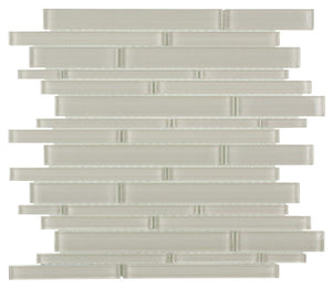 Glass Mosaic Tile Strip White Moderne