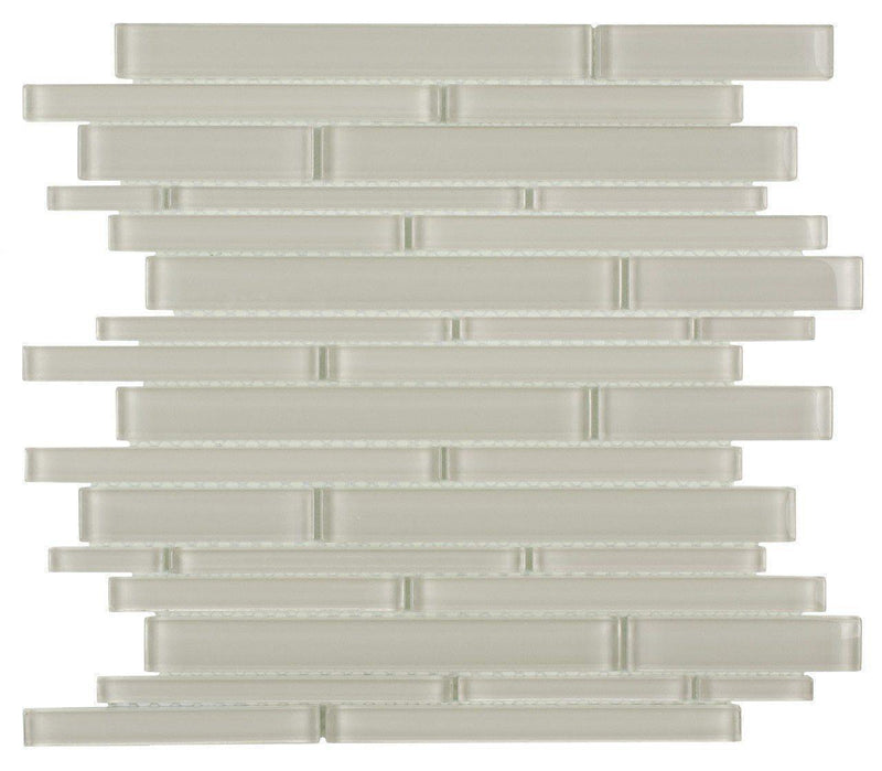 Glass Mosaic Tile Strip White Moderne