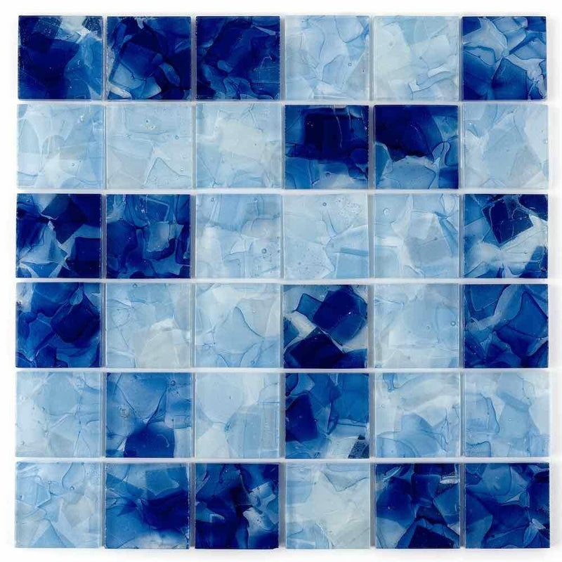 Liquid Glass Mosaic Tile Ocean Blend 2 x 2