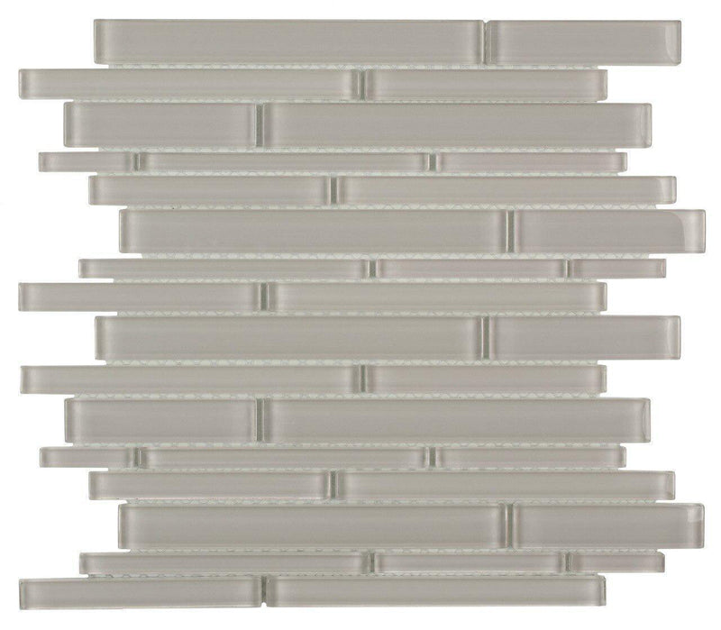 Glass Mosaic Tile Strip French Gray