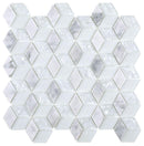 Glass Stone Mosaic Tile Rhombus White Ice