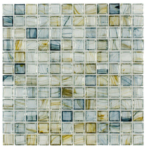 Clear Glass Mosaic Tile Stained Antique Blue 12x12