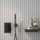 Basket Weave Gray White Porcelain Mosaic Tile