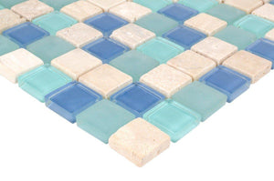 Glass Travertine Aqua Blend Tile for Backsplash
