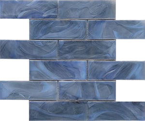 Liquified Glass Tile Blue 2 x 6