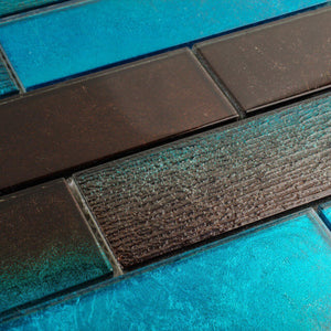 Glass Subway Tile Sparkling Turquoise 2x6