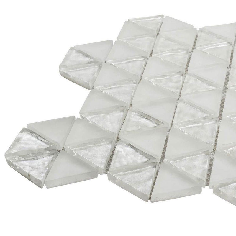 Glass Mosaic Tile Triangle White Pearl