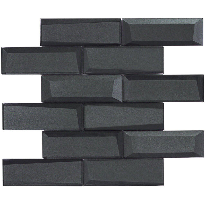 Glass Wall Tile Dimension Black 2x6