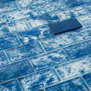 Storm Clear Glass Tile Dark Blue 1 x 2