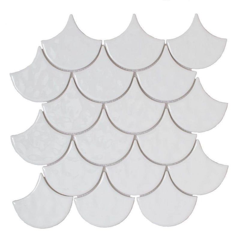 Scallop Ceramic Mosaic Wall Tile White
