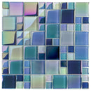 Glass Pool Tile Shimmer Turquoise Random