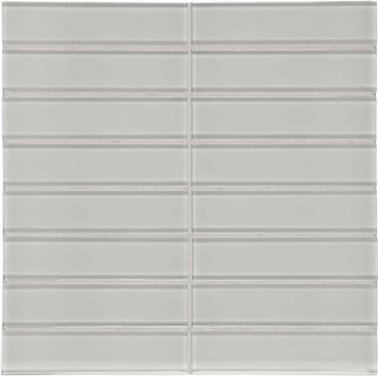 Glass Mosaic Tile Stacked White Moderne 1.5 x 6