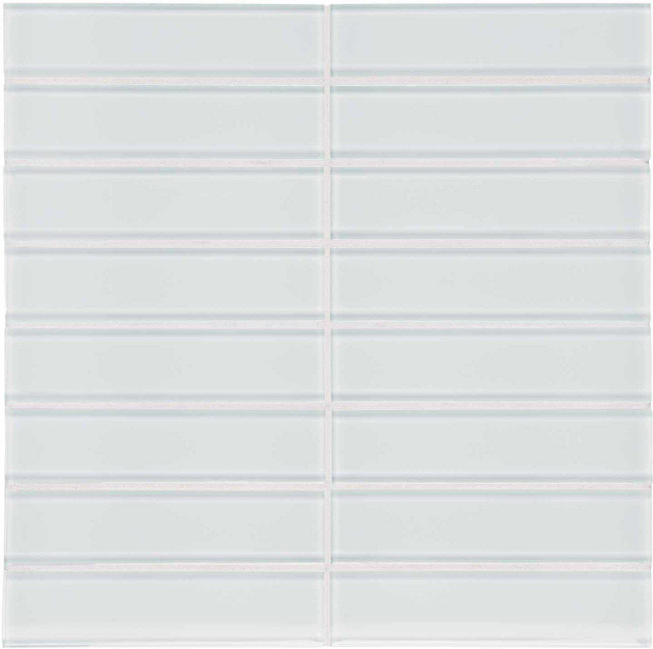 Glass Mosaic Tile Stacked Extra White 1.5 x 6