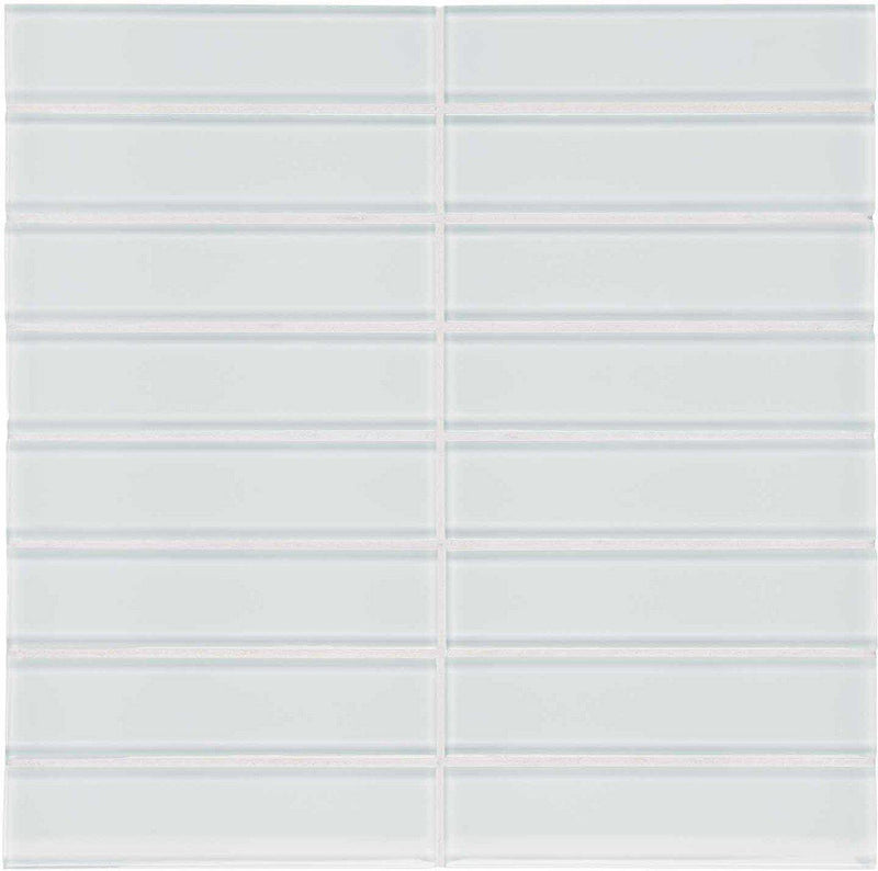 Glass Mosaic Tile Stacked Extra White 1.5 x 6