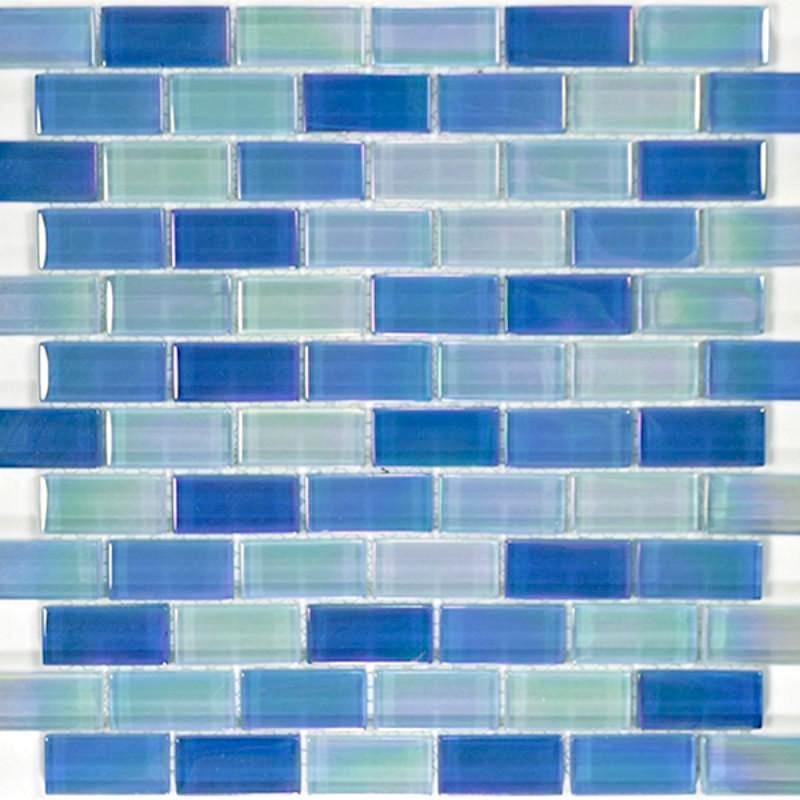 Glass Pool Tile Shimmer Sky Blue 1 x 2