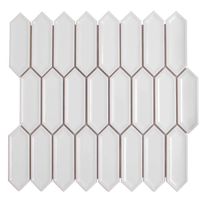 Picket Ceramic Mosaic Wall Tile White