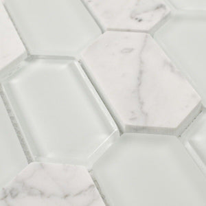 Glass Stone Mosaic Tile Picket Carrara