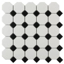 Octagonal Porcelain Mosaic Tile Black & White