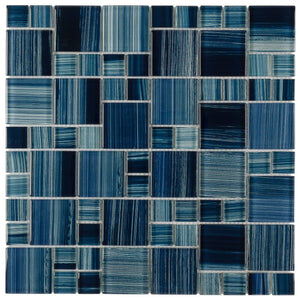 Glass Mosaic Tile Marine Blue Pattern