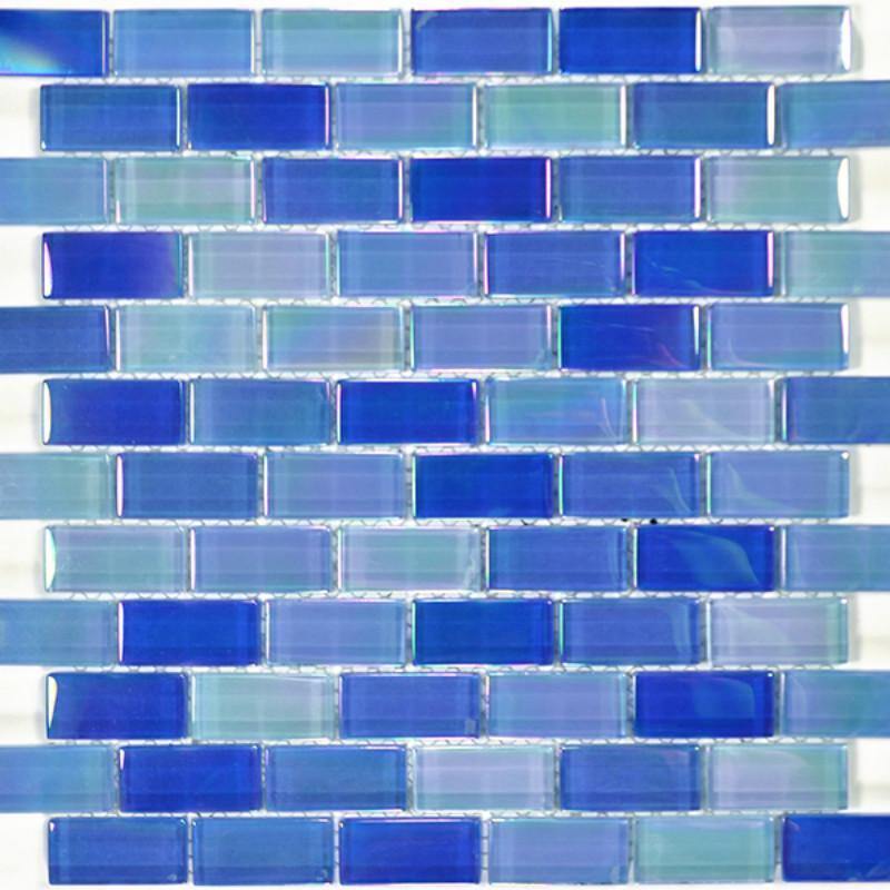 Glass Pool Tile Shimmer Navy Blue 1 x 2