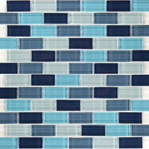 Glass Mosaic Tile Aquamarine Blend 1 x 2